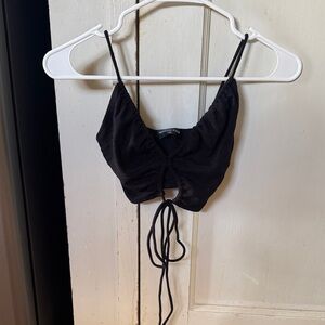 Black Ruched Crop Top